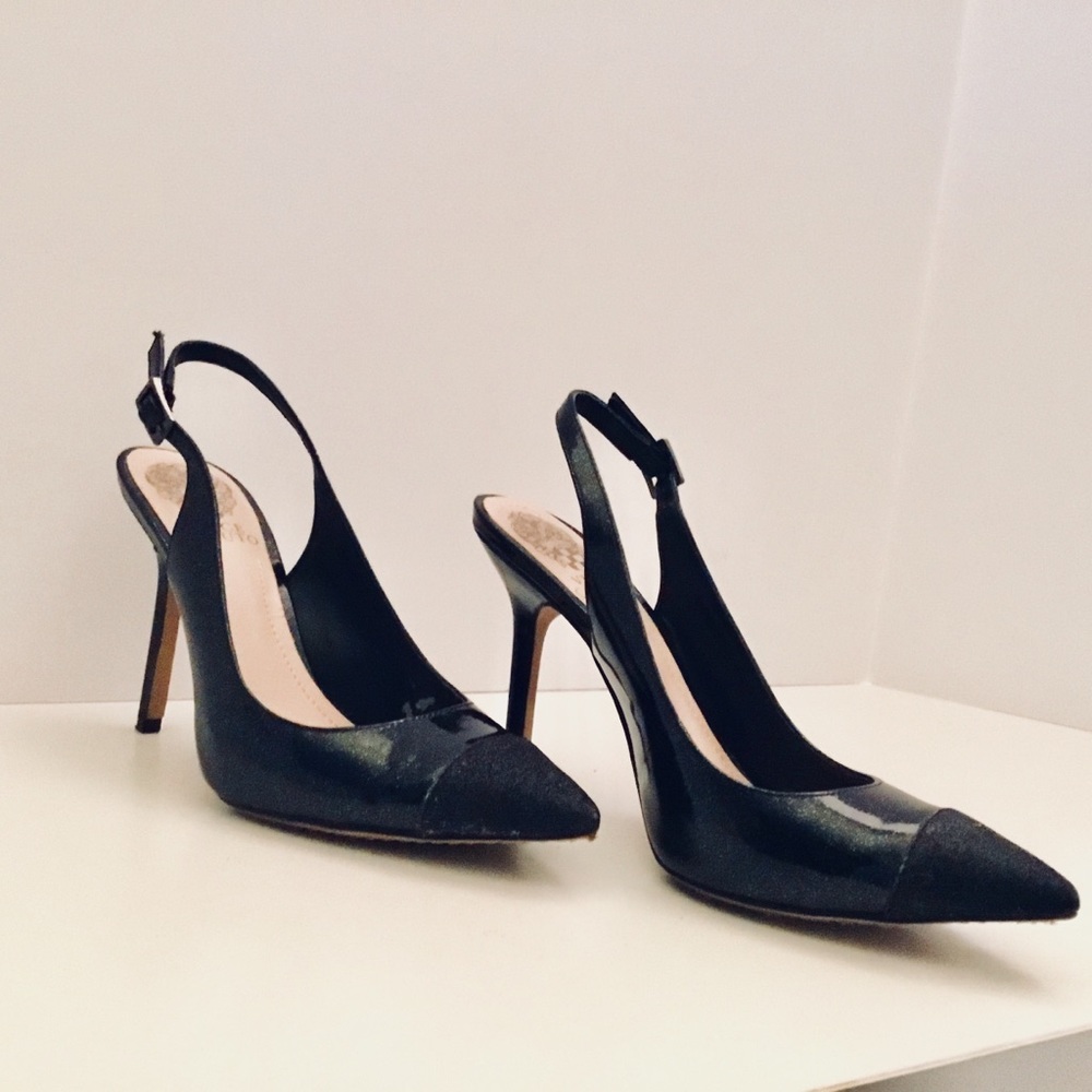 Vince Camuto Black Sparkle Tip Heels Women’s 6